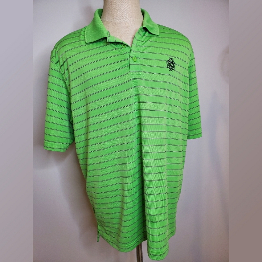 Under Armour Green and Navy Stripe Polo Shirt